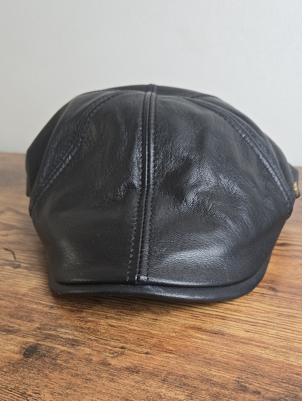 VOBOOM Genuine Leather Ivy Black Leather Flat Cap Mens/Womens Sz 7 1/4 Euro Boho